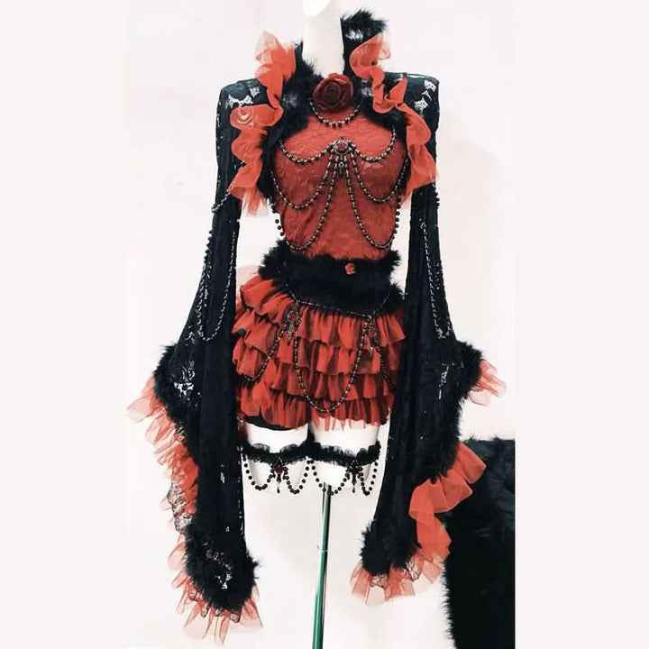 Beaded bowknot fluffy flower applique mini dress  | Festival Outfits Women