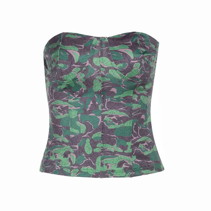 Print corset contrast backless tube top  | Festival Outfits Women