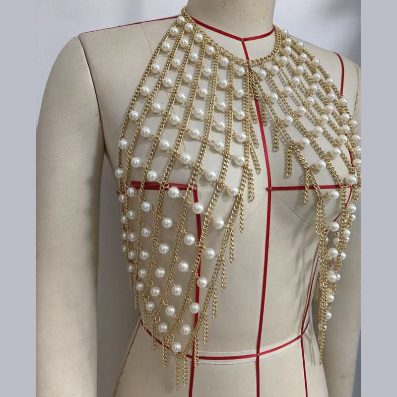 Halter metal chain beaded backless top  | Festival Outfits Women