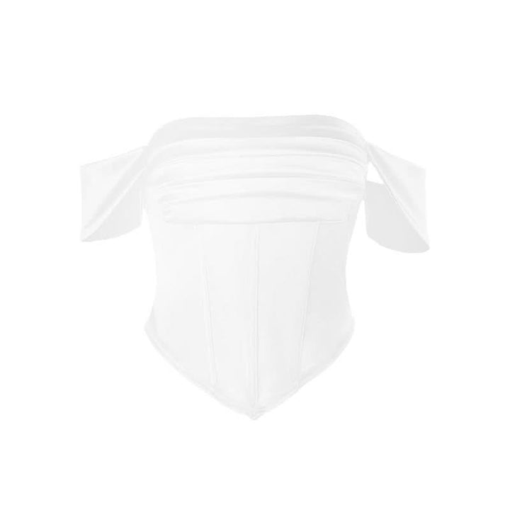 Off shoulder pleated satin corset tube top  | Festival Outfits Women