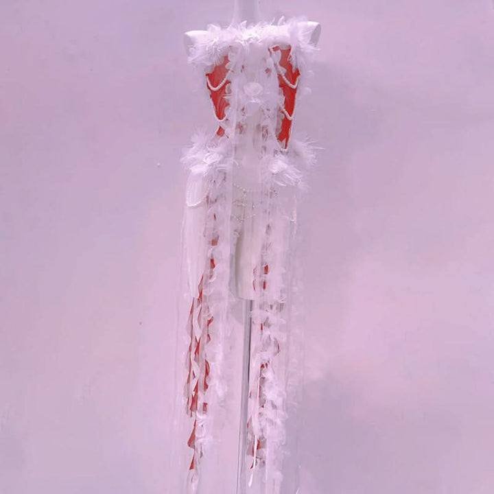 Beaded flower applique slit tube midi dress  | Festival Outfits Women