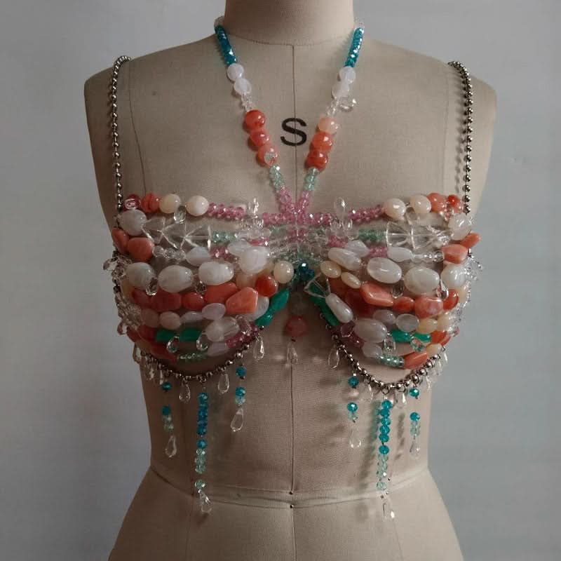 Beaded halter metal chain cami top  | Festival Outfits Women