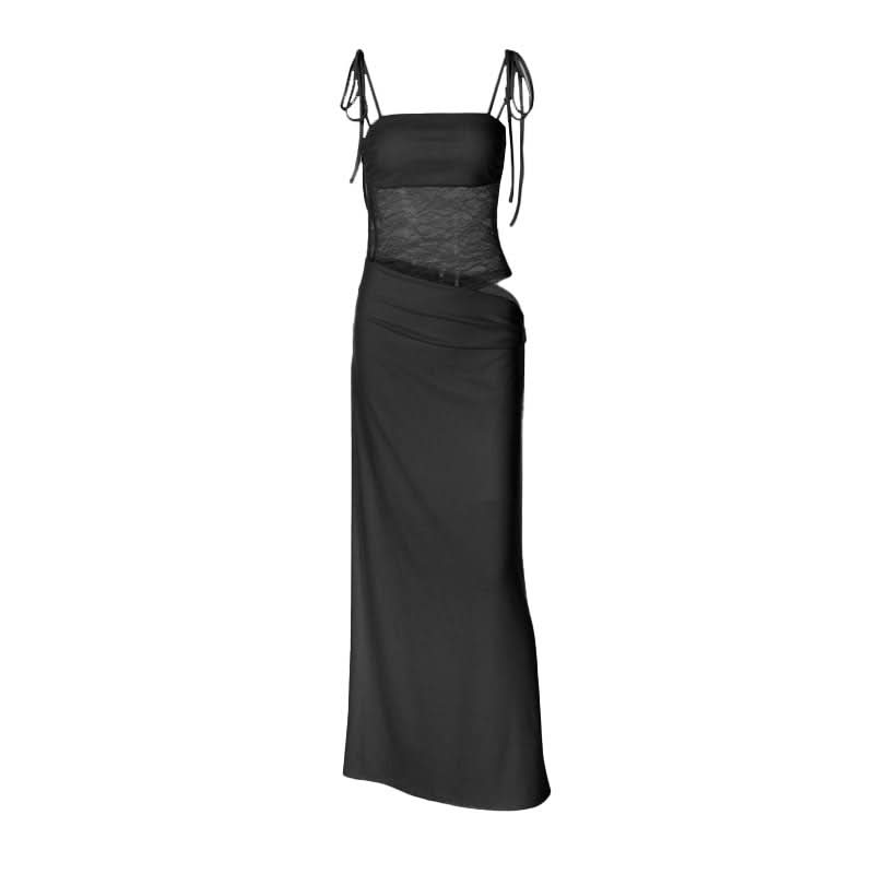 Square neck lace hollow out zip-up cami cut out maxi dress | Festival Halibuy Square neck lace hollow out zip-up cami cut out maxi dress | Festival Halibuy