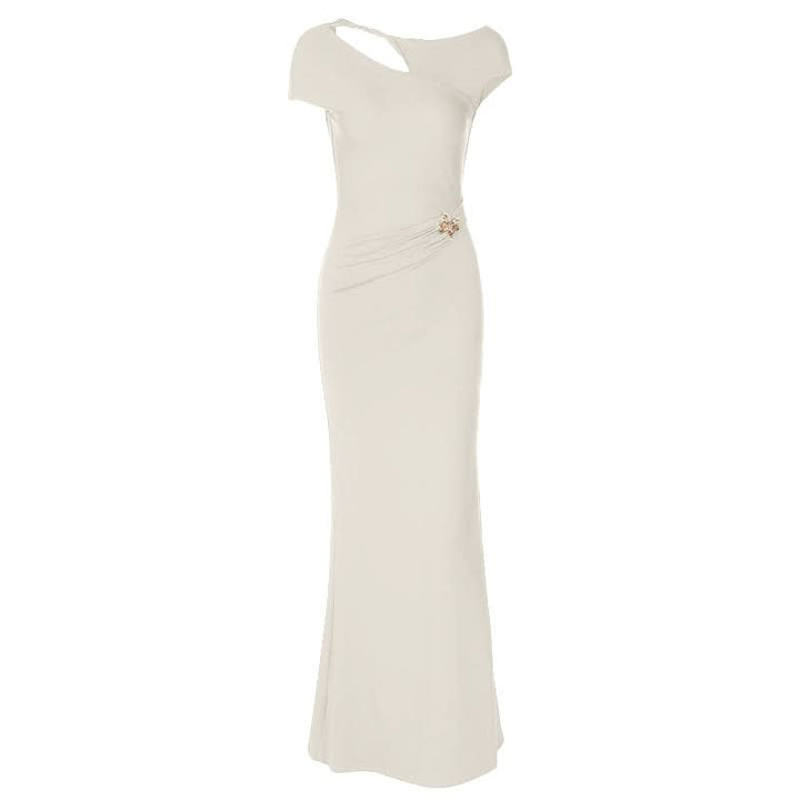 Hollow out cap sleeve ruched backless cut out maxi dress  | Festival Outfits Women
