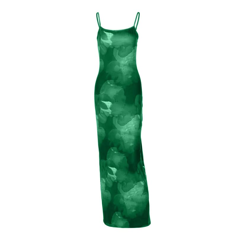 U neck print backless cami maxi dress  | Festival Outfits Women-final-sale