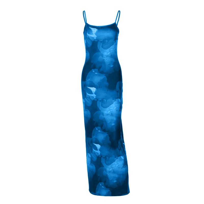 U neck print backless cami maxi dress  | Festival Outfits Women-final-sale