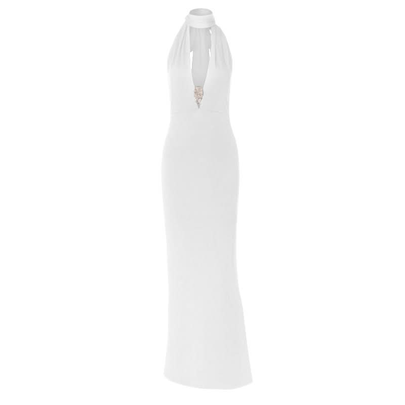Halter v neck hollow out backless cut out maxi dress  | Festival Outfits Women