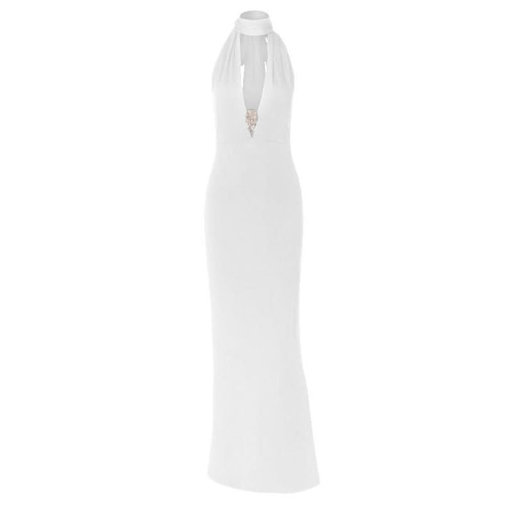 Halter v neck hollow out backless cut out maxi dress  | Festival Outfits Women