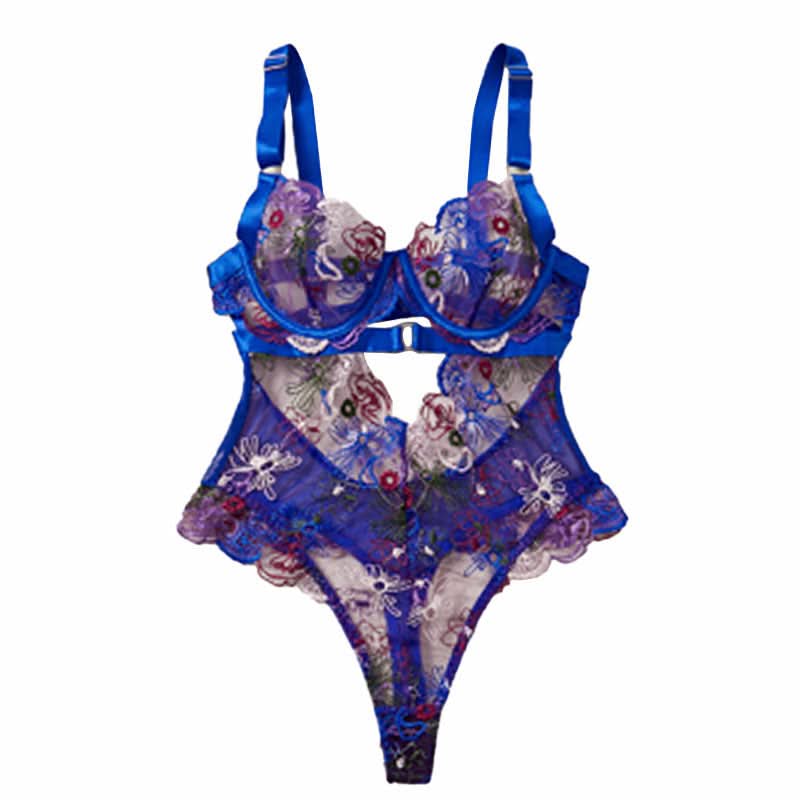 V neck hollow out embroidery cami bodysuit  | Festival Outfits Women
