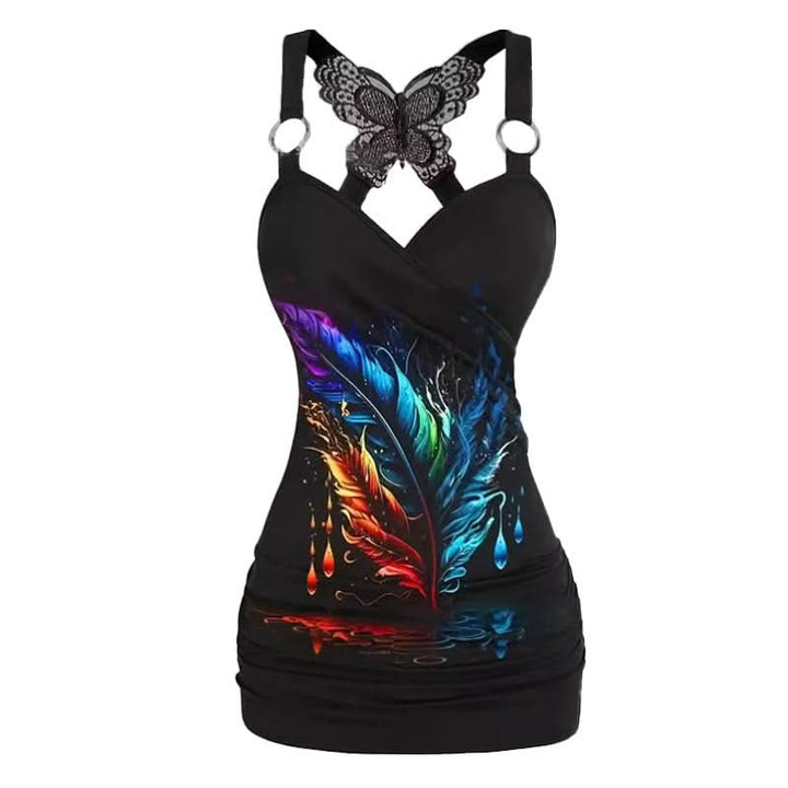 O ring v neck butterfly print cami mini dress  | Festival Outfits Women