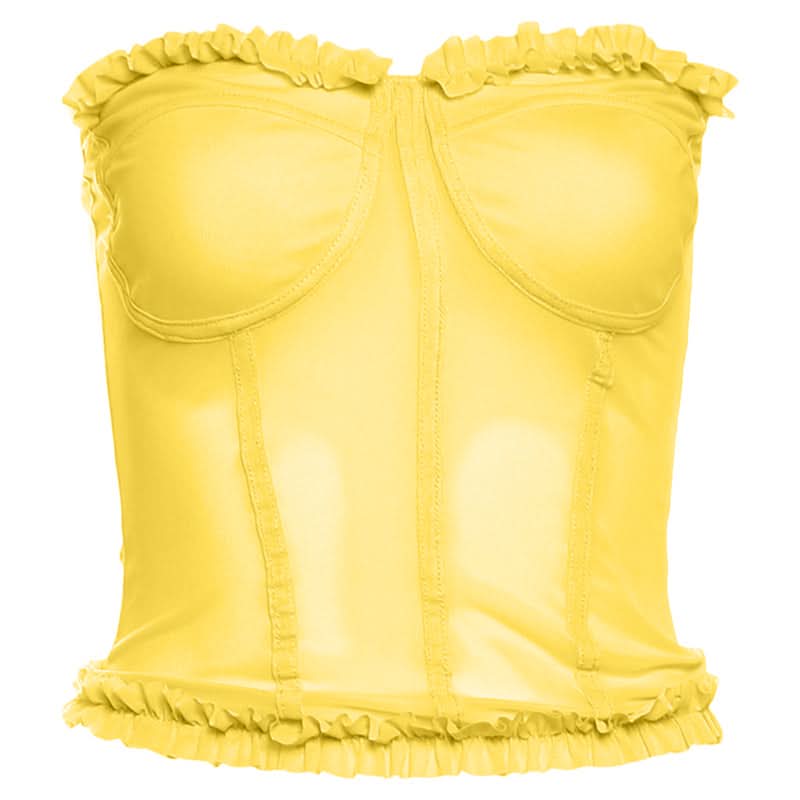 Sweetheart neck ruffle mesh backless top  | Festival Outfits Women