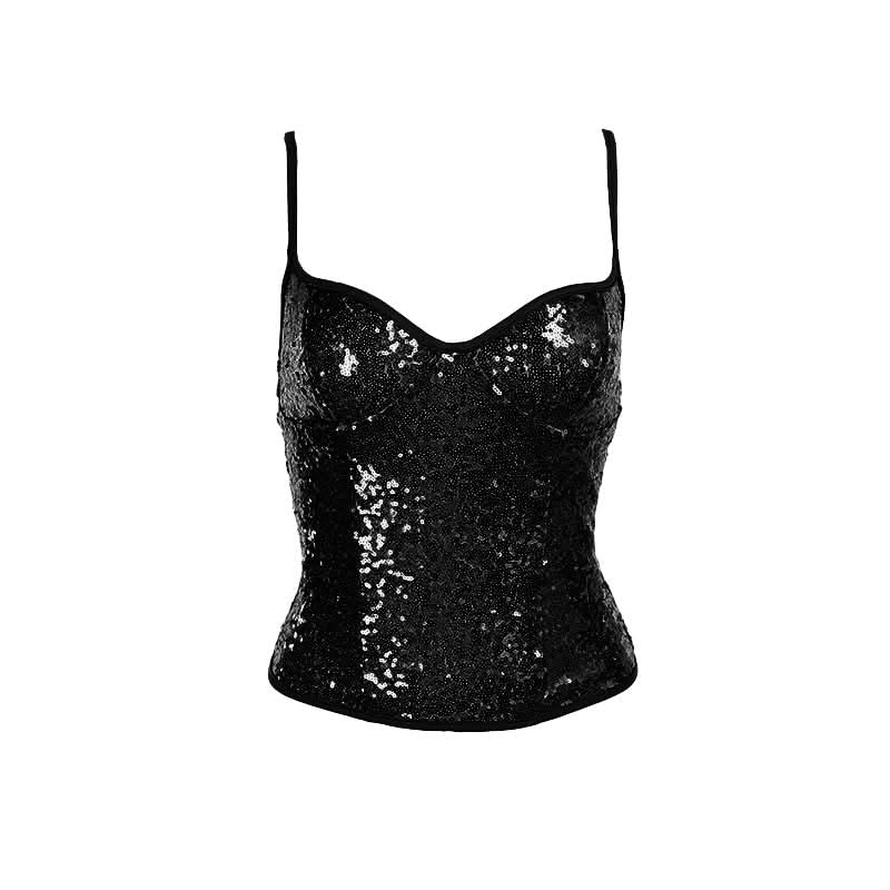 Sweetheart neck glitter cami top  | Festival Outfits Women-final-sale