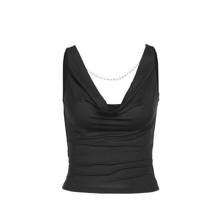 Cowl neck beaded backless solid top  | Festival Outfits Women