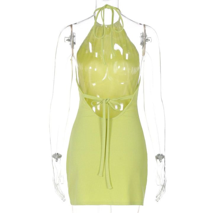 Halter self tie ruched backless mini dress  | Festival Outfits Women