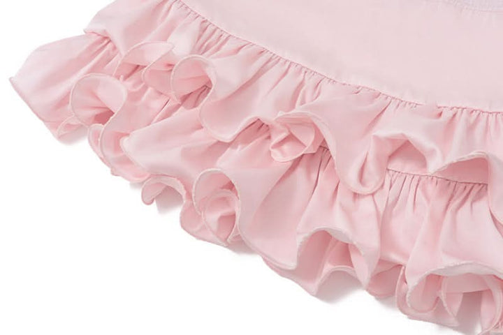 Ruffle A line ruched solid mini skirt  | Festival Outfits Women