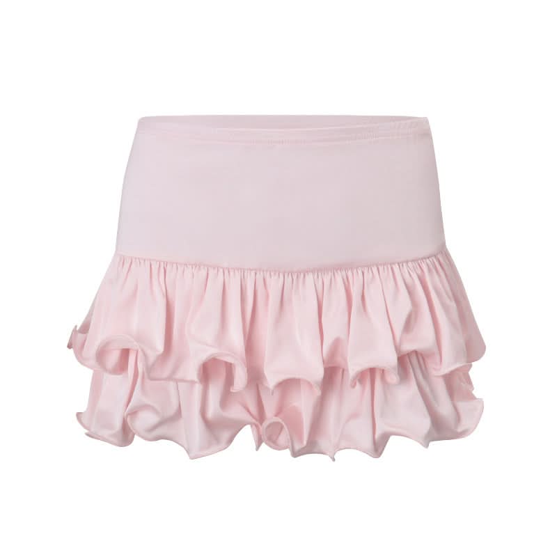 Ruffle A line ruched solid mini skirt  | Festival Outfits Women