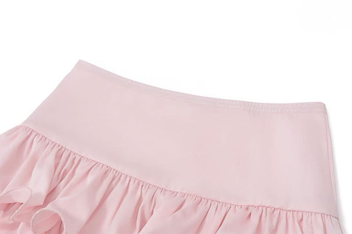 Ruffle A line ruched solid mini skirt  | Festival Outfits Women