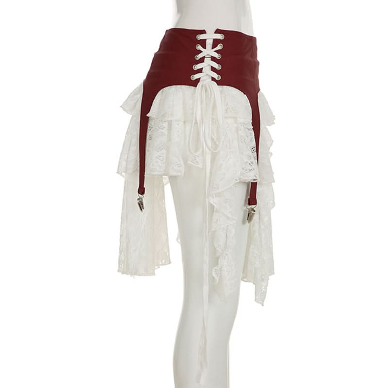 Lace self tie irregular A line mini skirt  | Festival Outfits Women