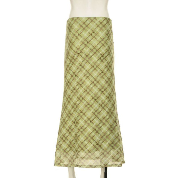 Bowknot plaid mesh contrast midi skirt  | Festival Outfits Women