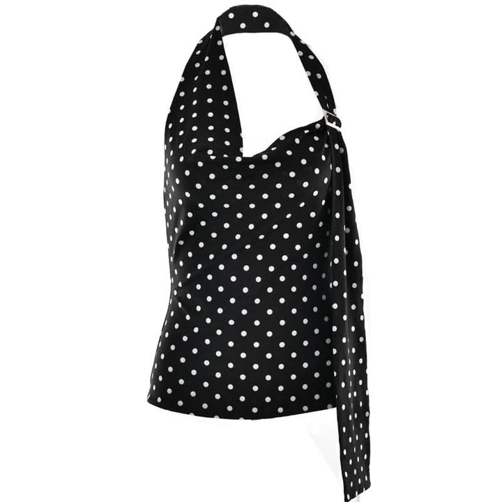 Polka dot halter buckle backless top  | Festival Outfits Women