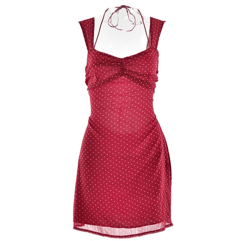 Polka dot lace up cami mini dress  | Festival Outfits Women