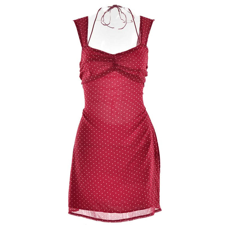 Polka dot lace up cami mini dress  | Festival Outfits Women