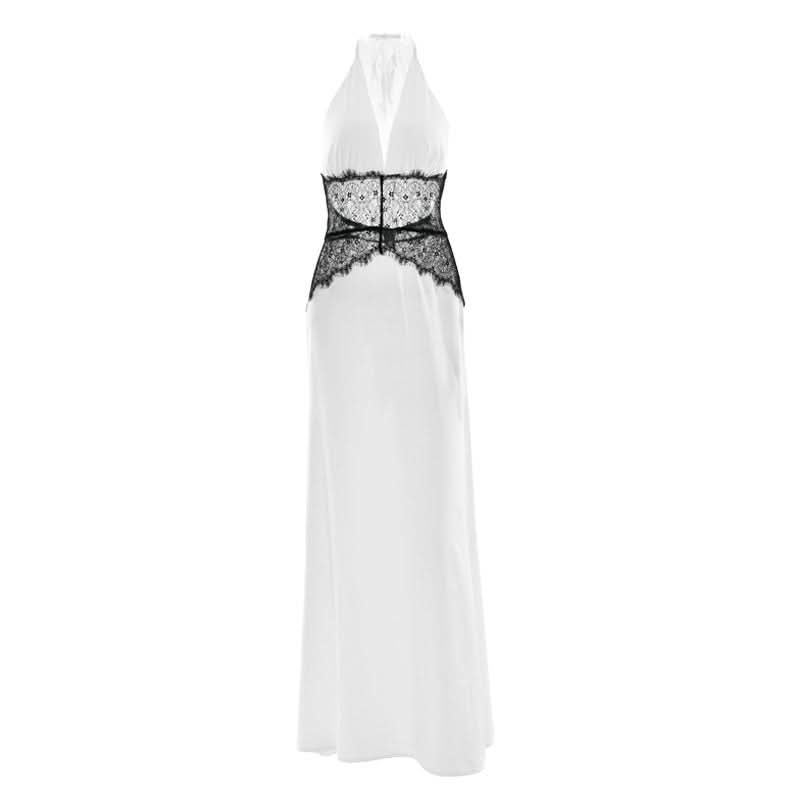 Halter lace patchwork backless maxi dress  | Festival Outfits Women