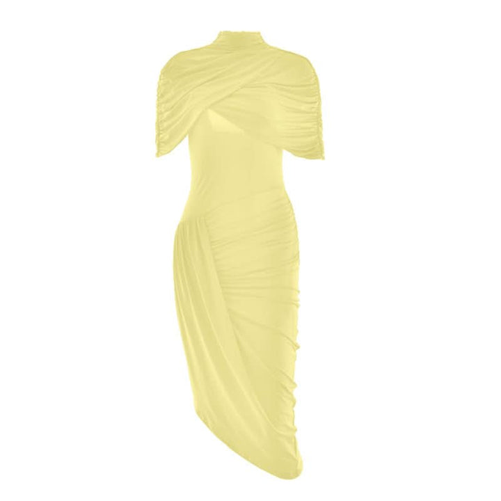 Ruched u neck shrug 2 piece maxi dress  | Festival Outfits Women