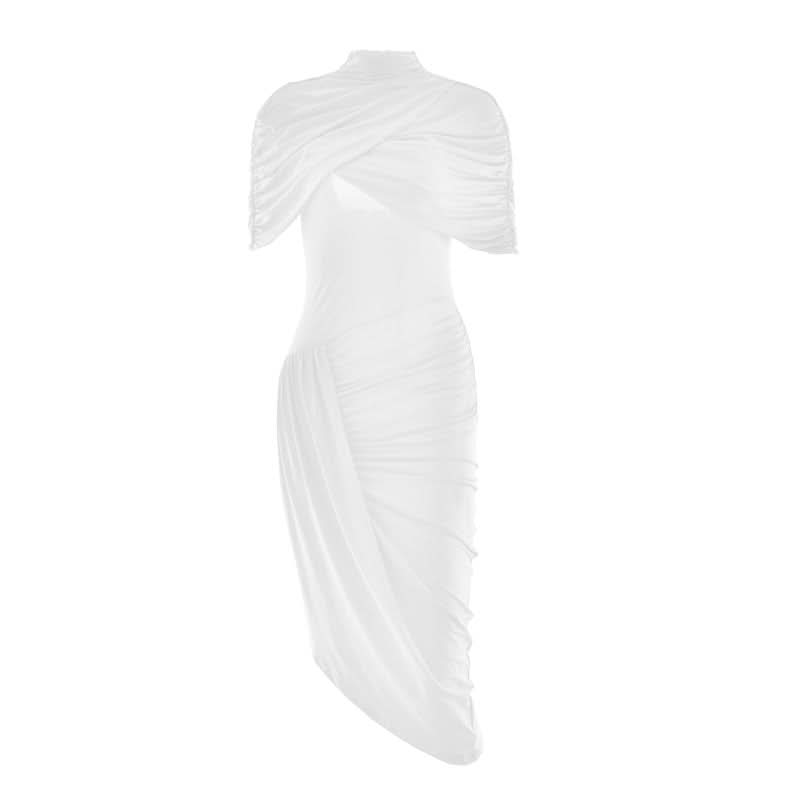 Ruched u neck shrug 2 piece maxi dress  | Festival Outfits Women