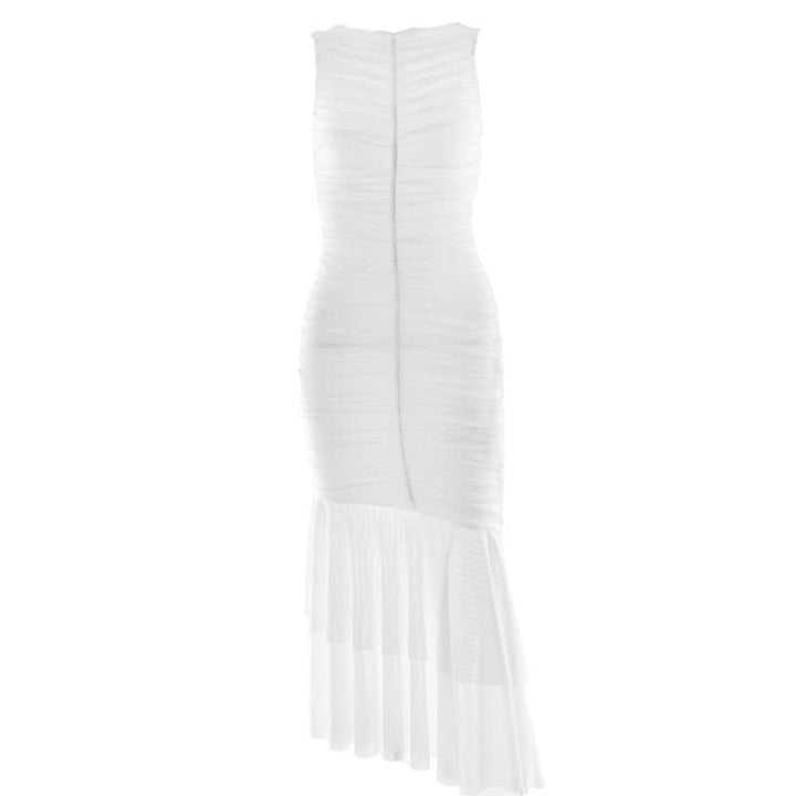 Ruched ruffle sleeve maxi dress  | Festival Outfits Women