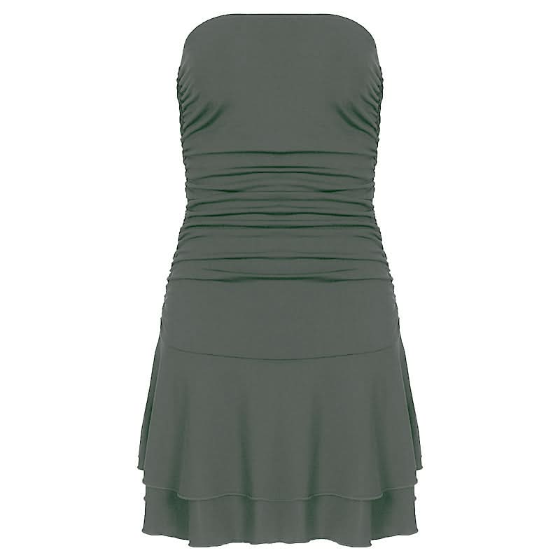 Ruched solid tube mini dress  | Festival Outfits Women