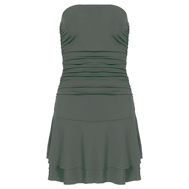 Ruched solid tube mini dress  | Festival Outfits Women
