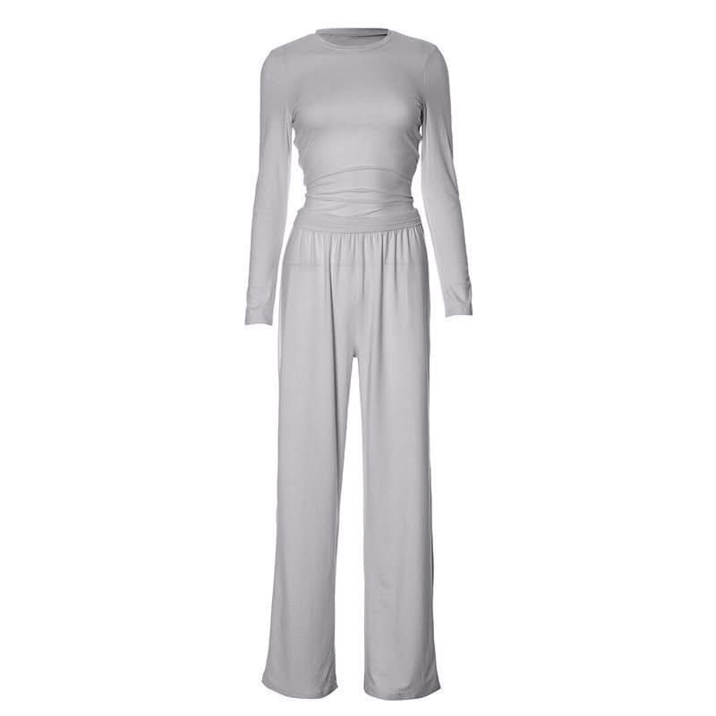 Long sleeve crewneck solid pant set  | Festival Outfits Women