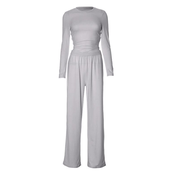 Long sleeve crewneck solid pant set  | Festival Outfits Women