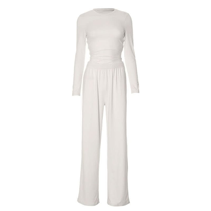 Long sleeve crewneck solid pant set  | Festival Outfits Women