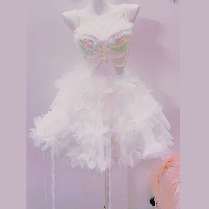 Bowknot beaded ruffle v neck ruched top  | Festival Outfits Women