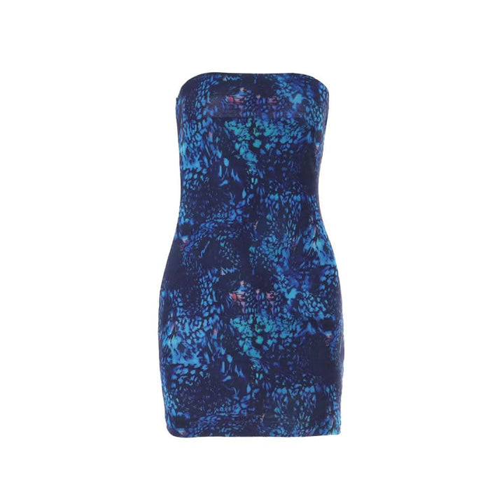 Print backless contrast tube mini dress  | Festival Outfits Women