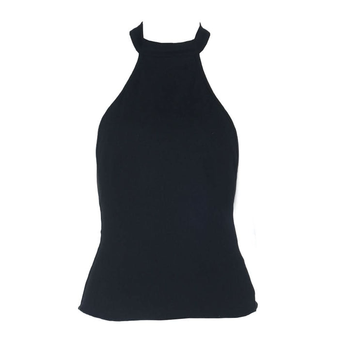 Self tie halter backless solid top  | Festival Outfits Women