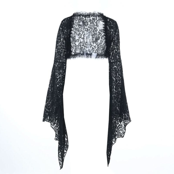 Long flared sleeve ruffle hollow out shrug cut out top  | Festival Outfits Women