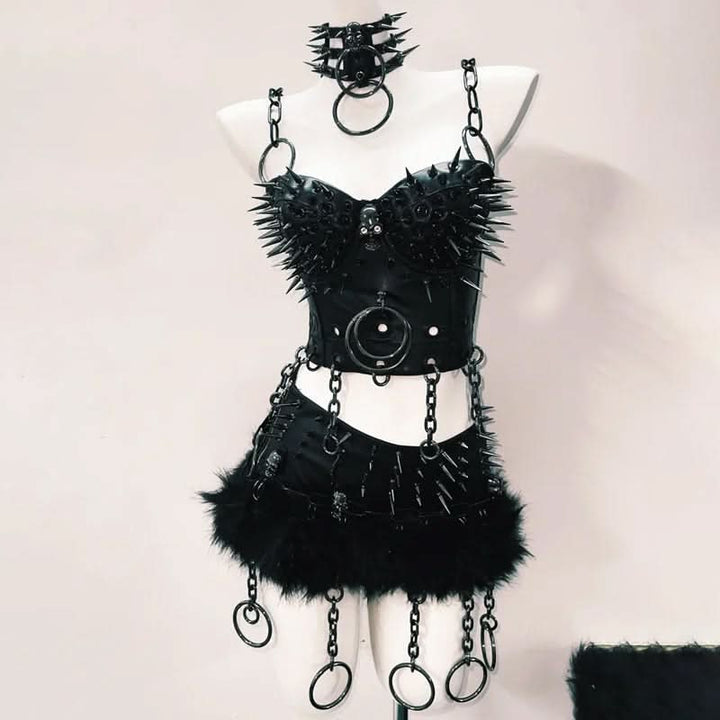 Rivet skull applique o ring cami top  | Festival Outfits Women