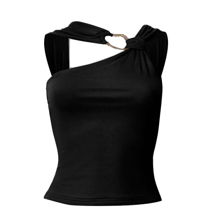 Irregular ruched solid hollow out cut out top  | Festival Outfits Women-final-sale