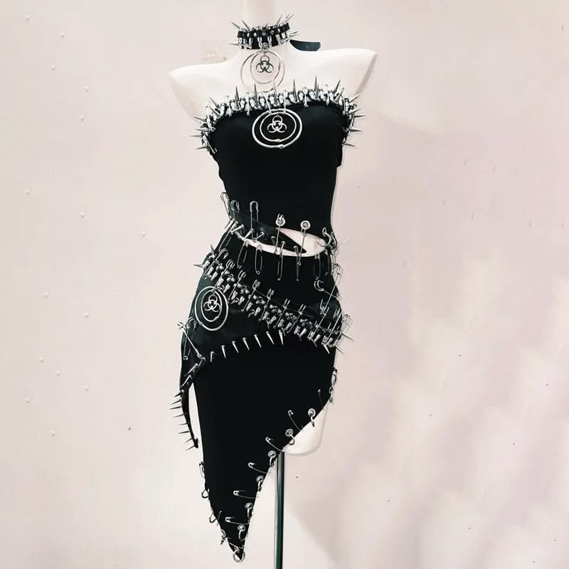 Rivet o ring skull applique tube top  | Festival Outfits Women