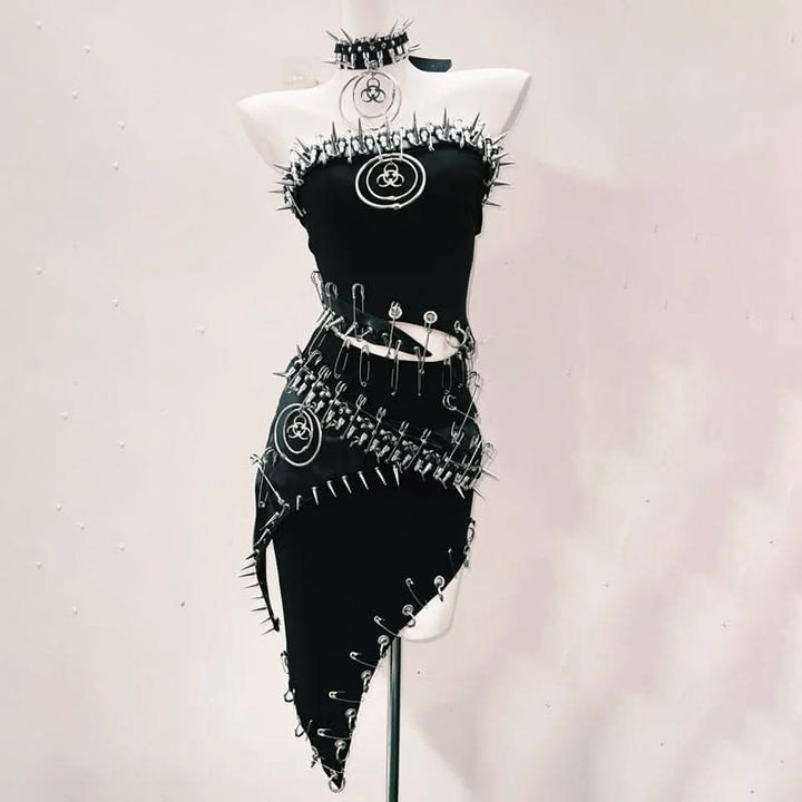 Rivet o ring skull applique tube top  | Festival Outfits Women