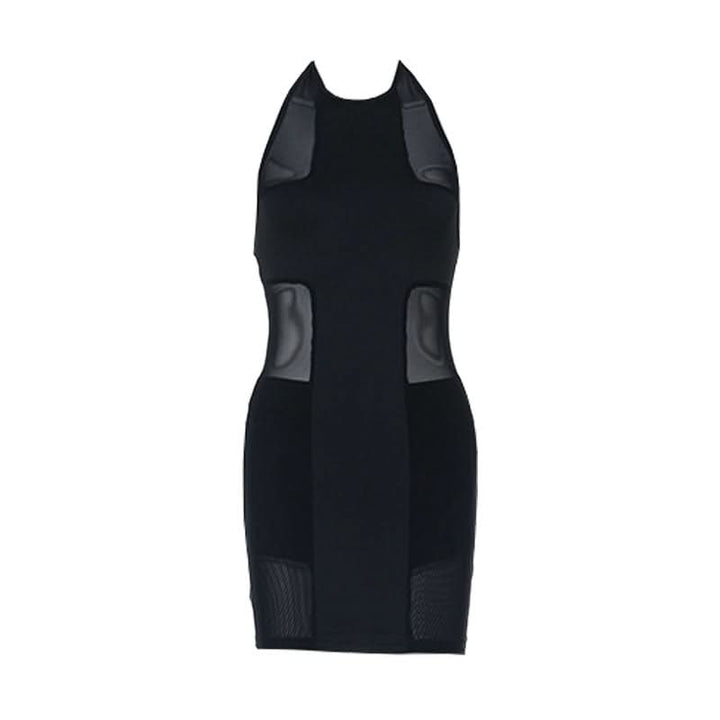 Halter mesh backless black mini dress  | Festival Outfits Women