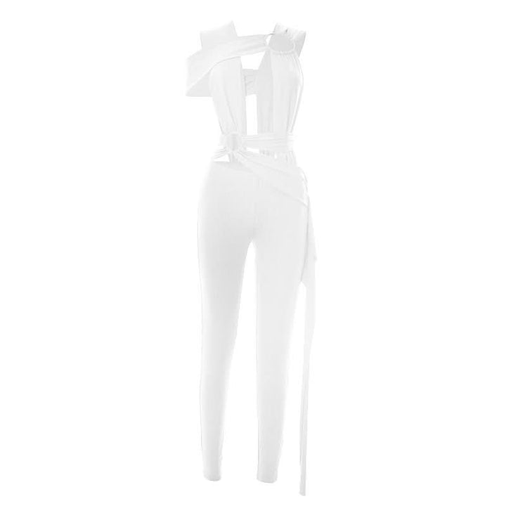 Irregular o ring hollow out ruched jumpsuit  | Festival Outfits Women
