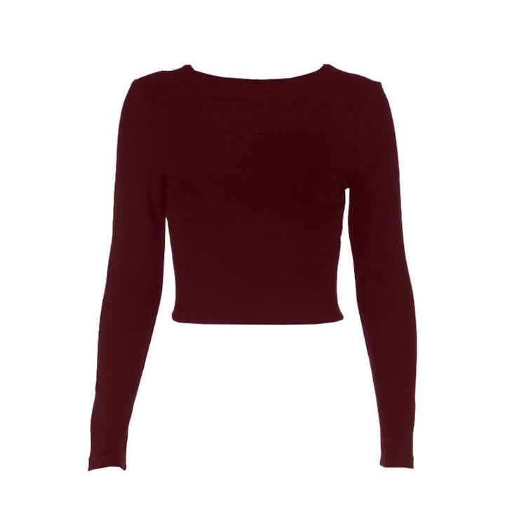 Long sleeve crewneck self tie backless top  | Festival Outfits Women