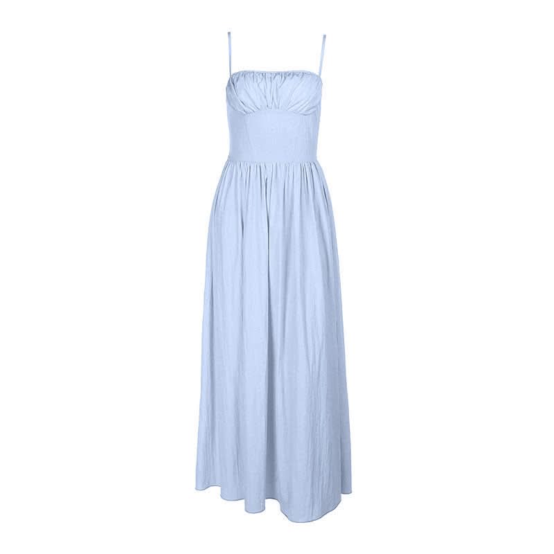 Ruched square neck smocked cami maxi dress  | Festival Outfits Women