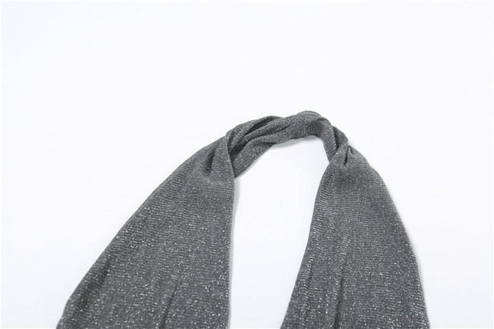 Halter ruched v neck solid backless top-final-sale