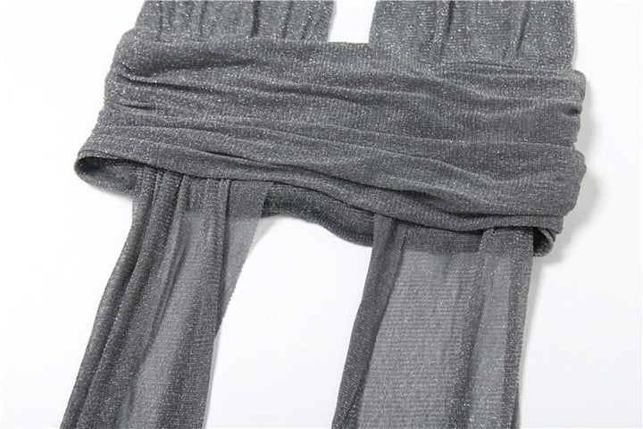 Halter ruched v neck solid backless top-final-sale