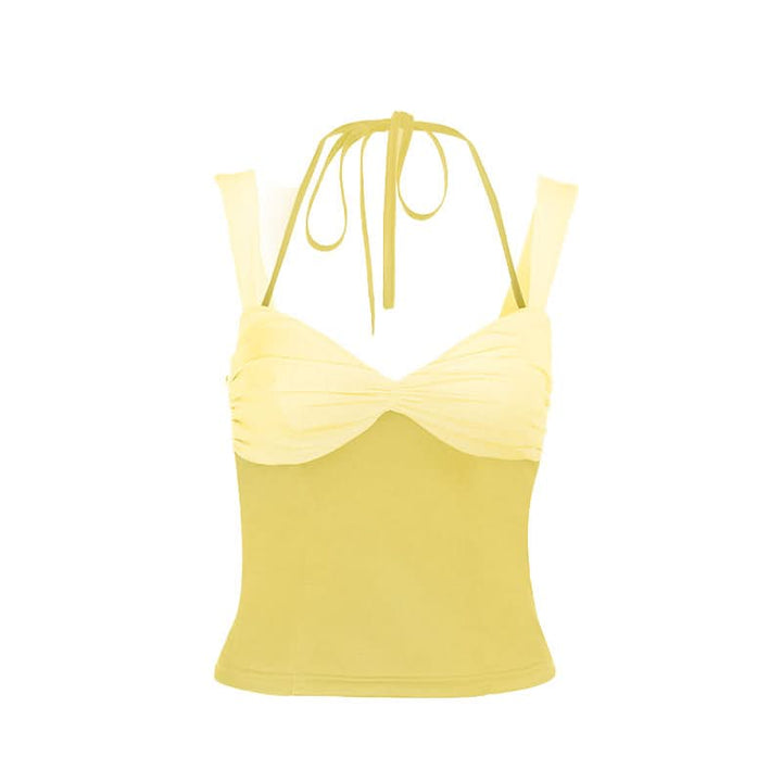 Ruched v neck halter self tie cami top  | Festival Outfits Women